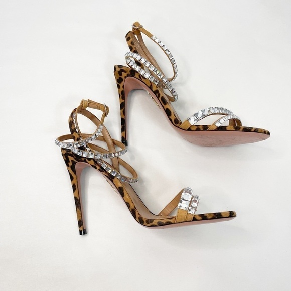 Aquazzura So Vera 105 Crystal Embellished Leopard Heels - Picture 7 of 9